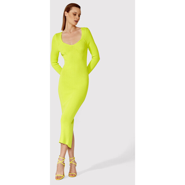 Simple Sukienka dzianinowa SUD008 Zielony Slim Fit